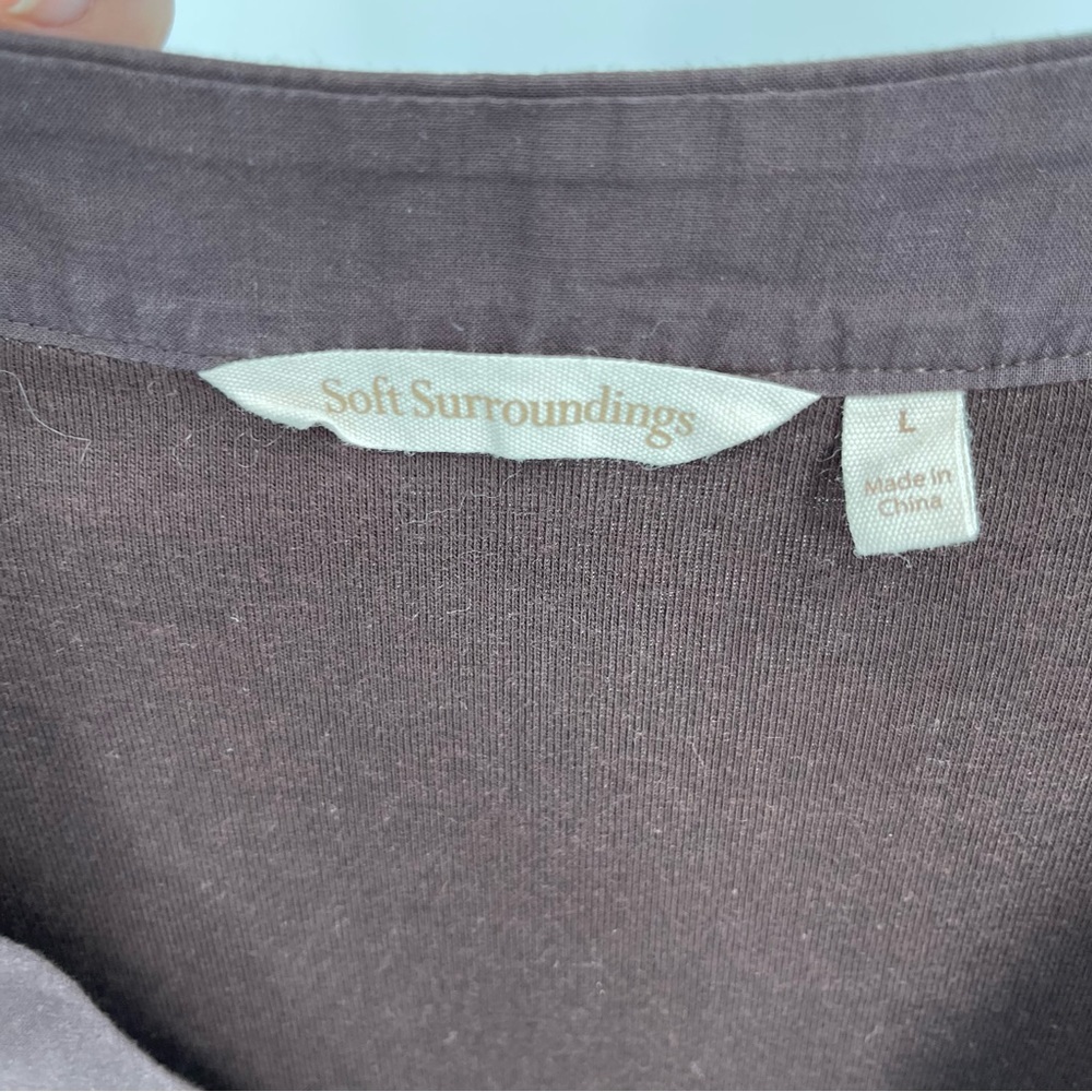 Soft Surroundings Dark Brown Blouse with Button Accents - Picture 5 of 7